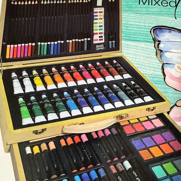 Mixed Media 104-Piece Deluxe Art Set with Wooden Box and Drawing Supplies NEW - Picture 3 of 16